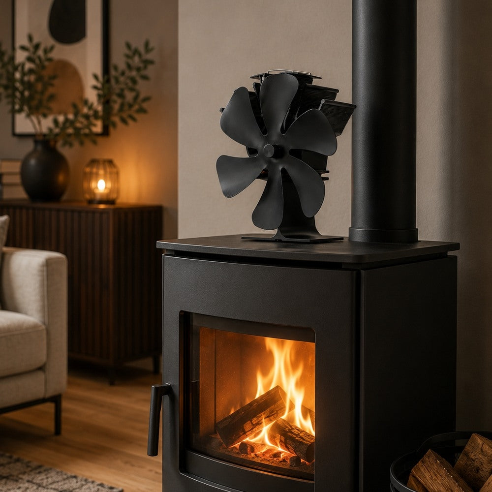 VENTILATEUR POELE A BOIS 6 PALES SANS ELECTRICITE 14 × 11 × 19 CM (1)