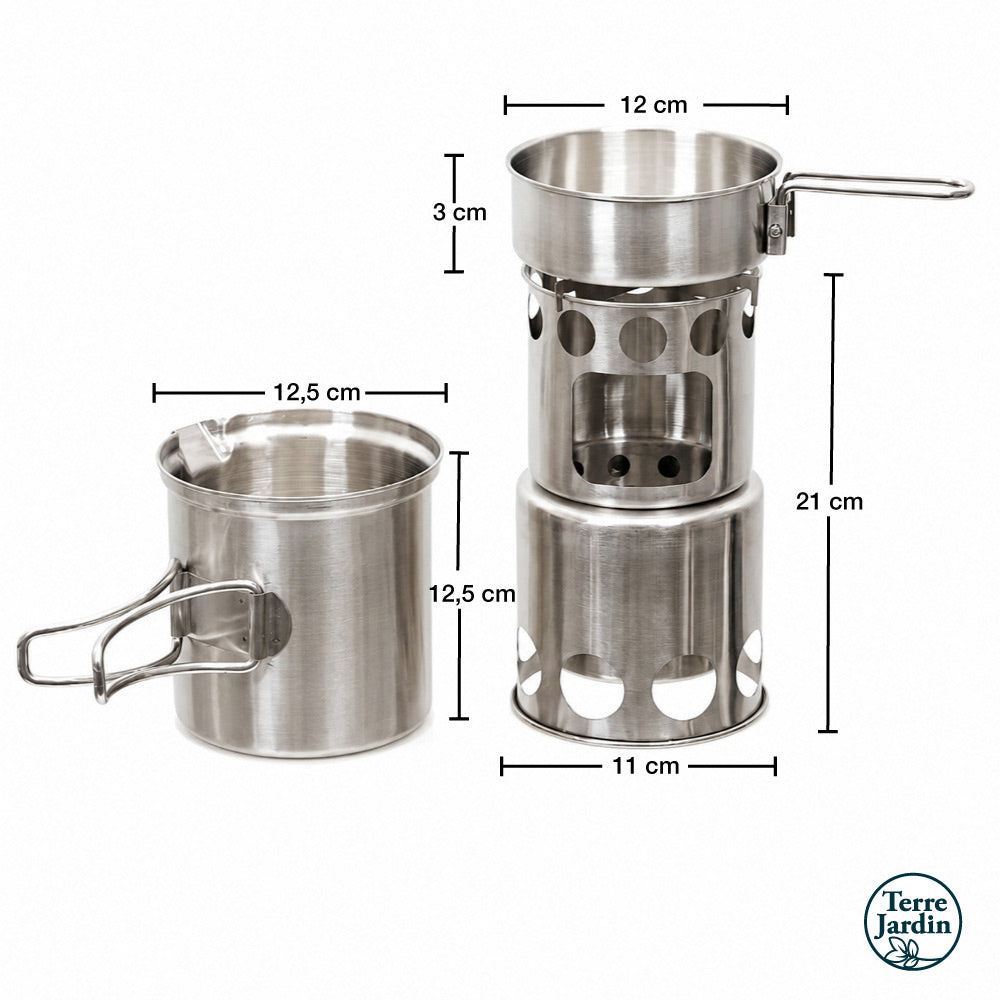 RECHAUD A BOIS DE CAMPING 10 PIECES EN INOX 430 (3)