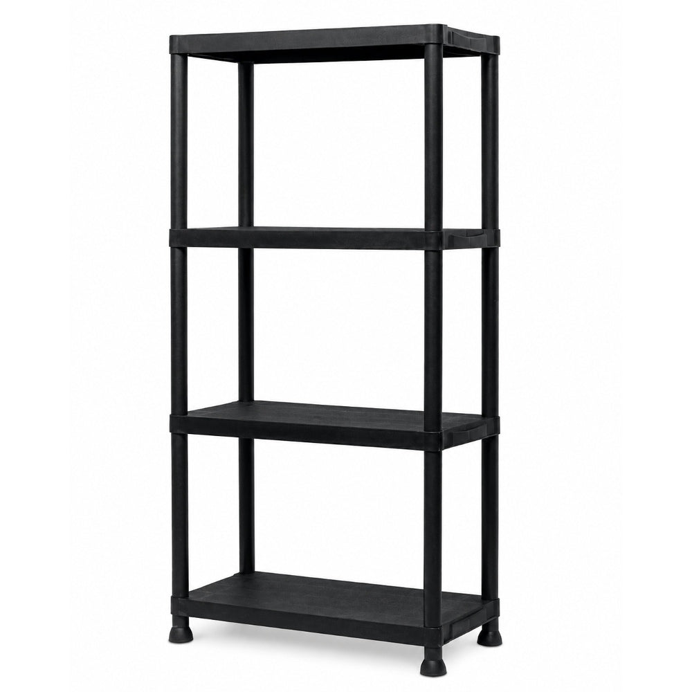 ETAGERE PLASTIQUE 4 NIVEAUX NOIRE 62 × 30 × 131 cm