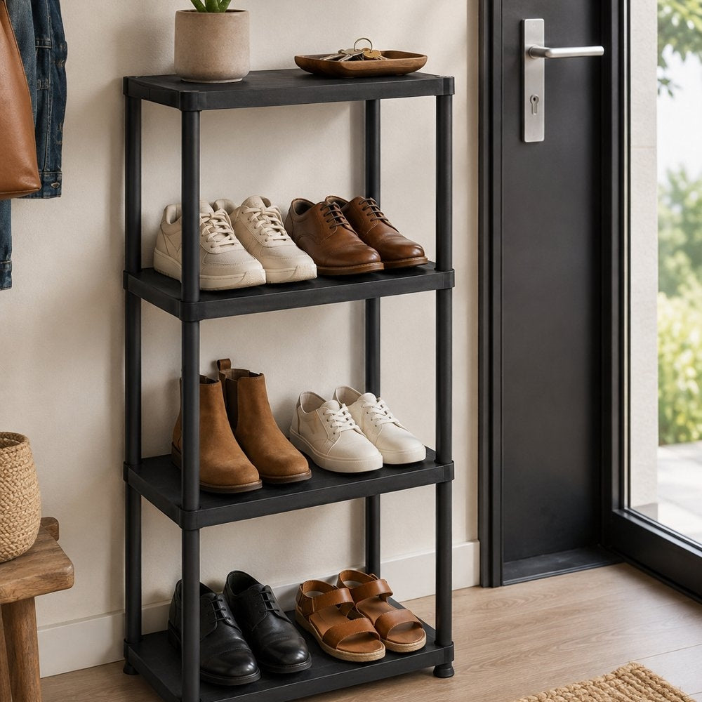 ETAGERE PLASTIQUE MULTI-NIVEAUX EN PLASTIQUE NOIR