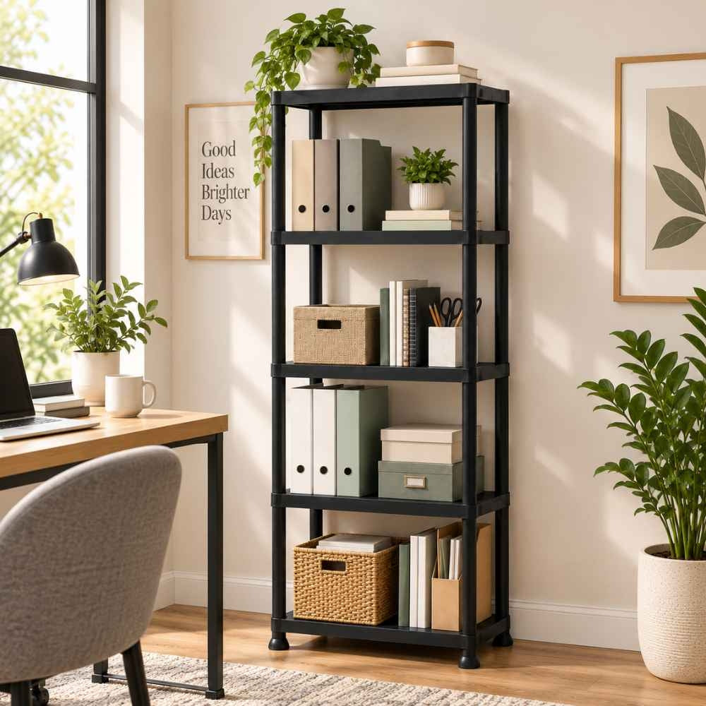 ETAGERE PLASTIQUE MULTI-NIVEAUX EN PLASTIQUE NOIR (4)