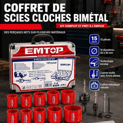 SET DE SCIES CLOCHES BIMETALLIQUES 15 PIECES