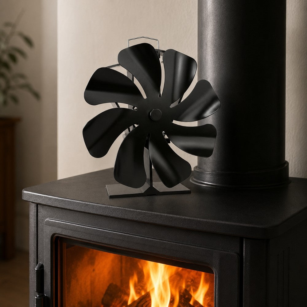 VENTILATEUR POÊLE À BOIS 8 PALES AVEC THERMOMÈTRE Ø 16 X H 17 cm