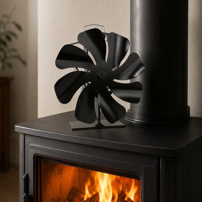 VENTILATEUR POÊLE À BOIS 8 PALES AVEC THERMOMÈTRE Ø 16 X H 17 cm
