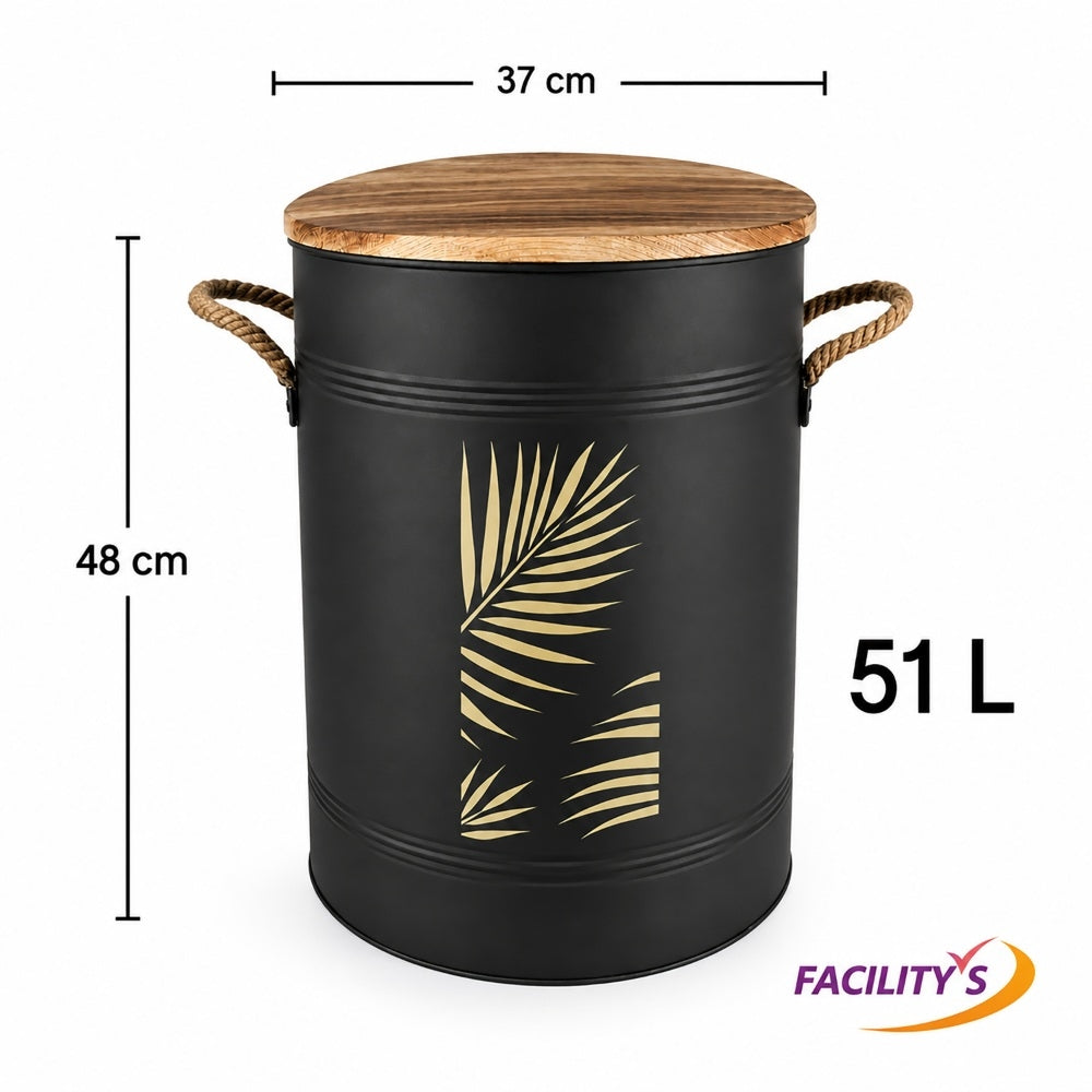 RESERVOIR A GRANULES ACIER NOIR  Ø37x48CM, 51L AVEC PELLE (5)