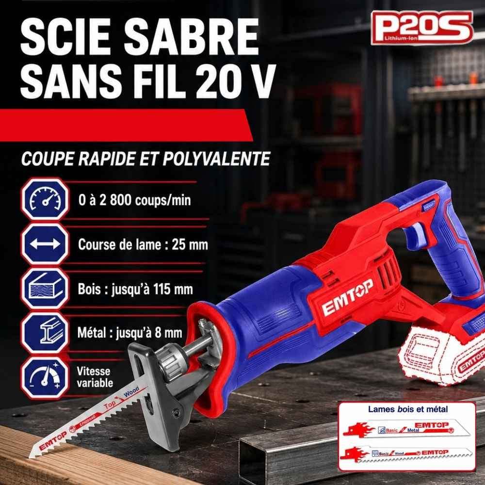SCIE SABRE SANS FIL 20V BATTERIE ET CHARGEUR VENDUS SEPAREMENT (2)