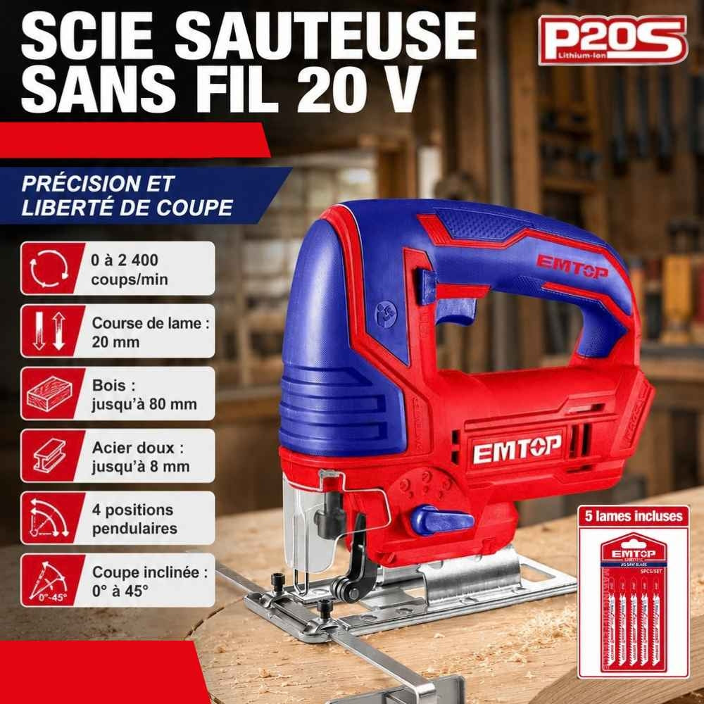 SCIE SAUTEUSE SANS FIL 20V BATTERIE ET CHARGEUR VENDUS SEPAREMENT (3)