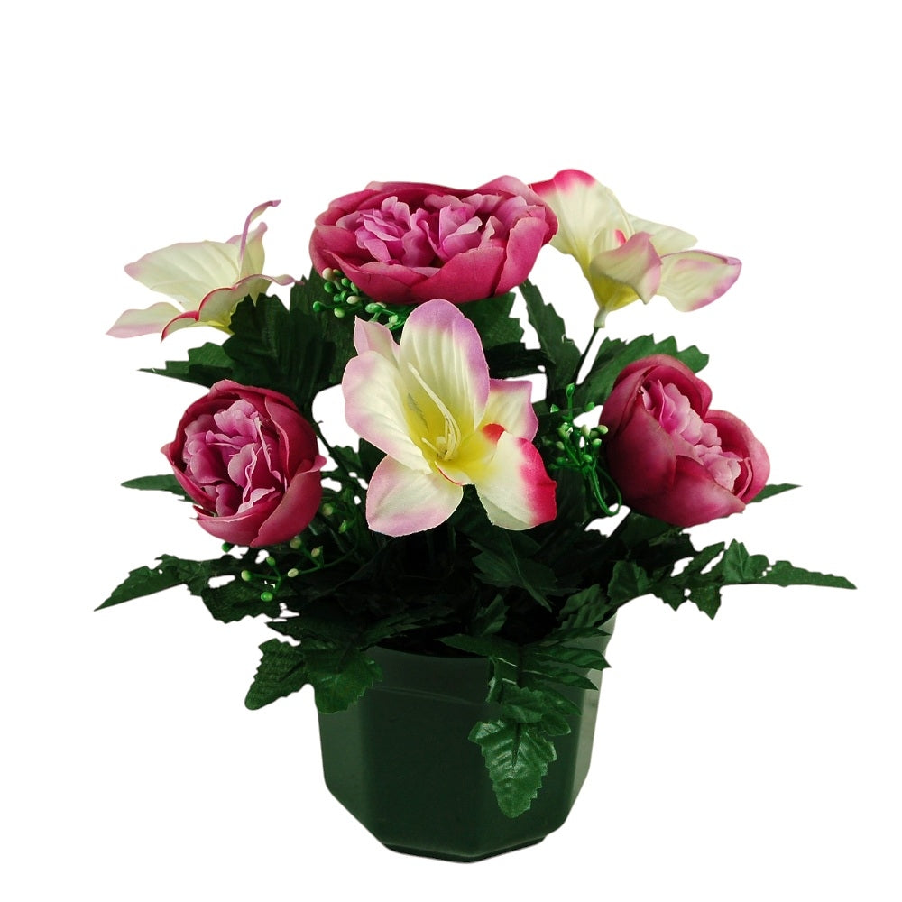 COMPOSITION FLORALE ARTIFICIELLE  PIVOINE ET ORCHIDÉE