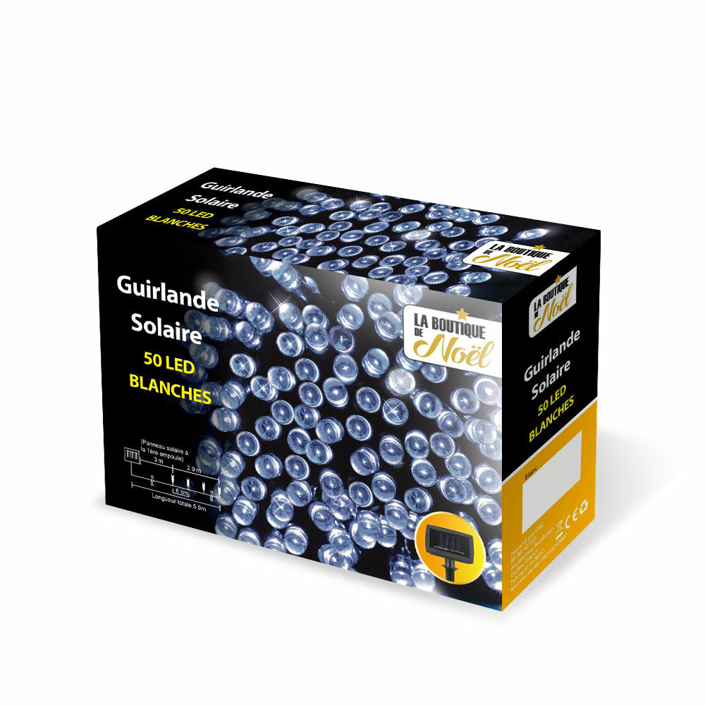GUIRLANDE SOLAIRE 50 LED BLANC FROID