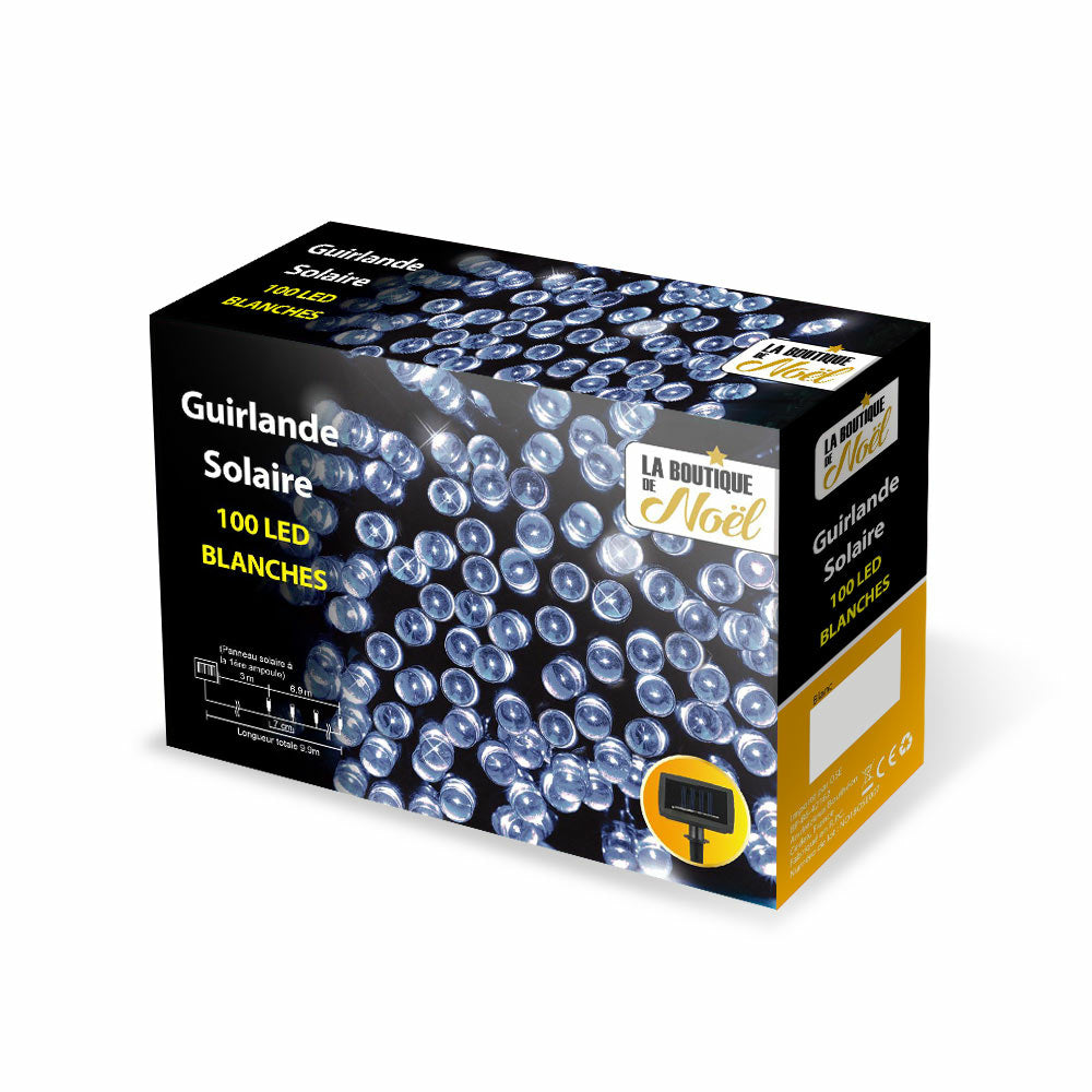 GUIRLANDE SOLAIRE 100 LED BLANC FROID