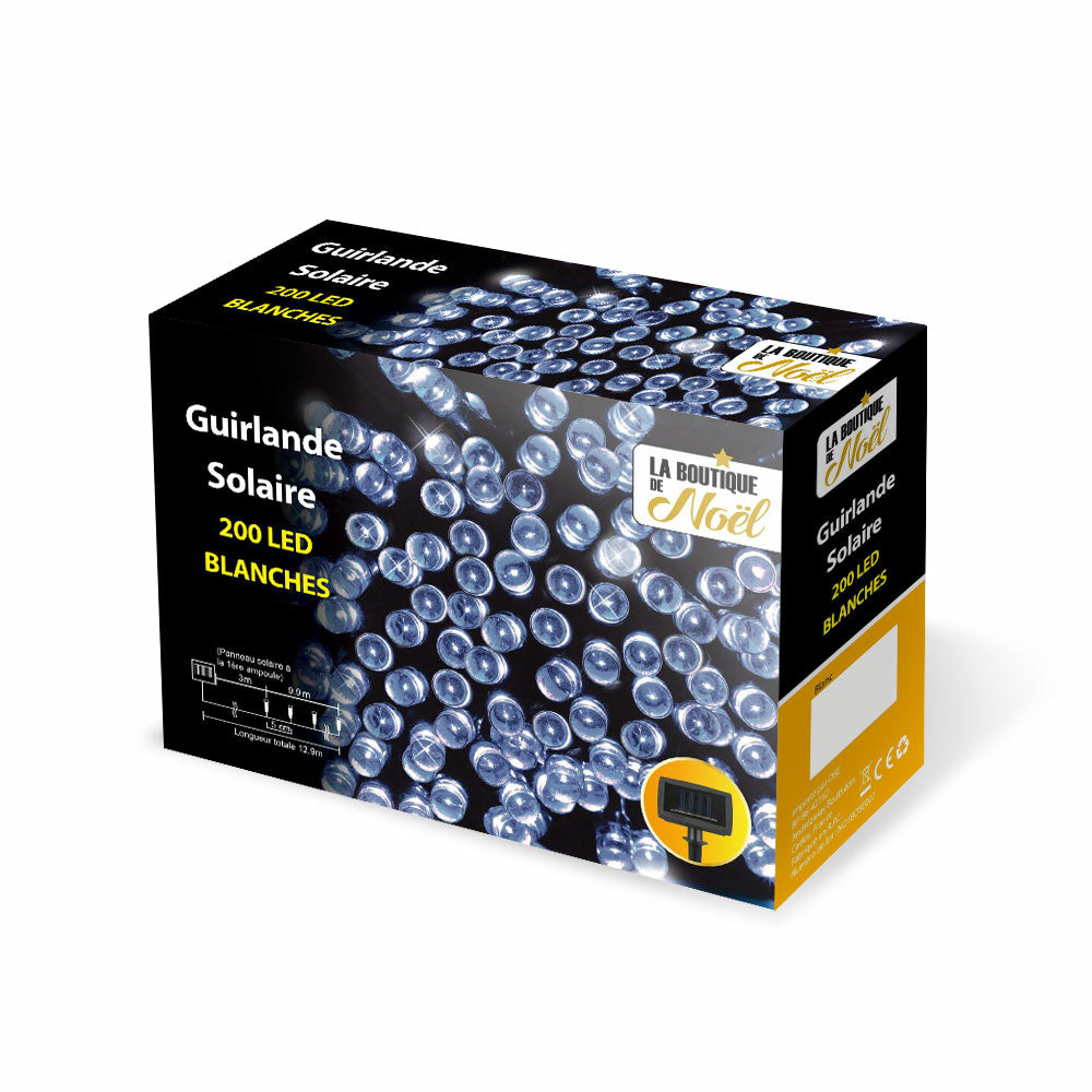 GUIRLANDE SOLAIRE 200 LED BLANC FROID