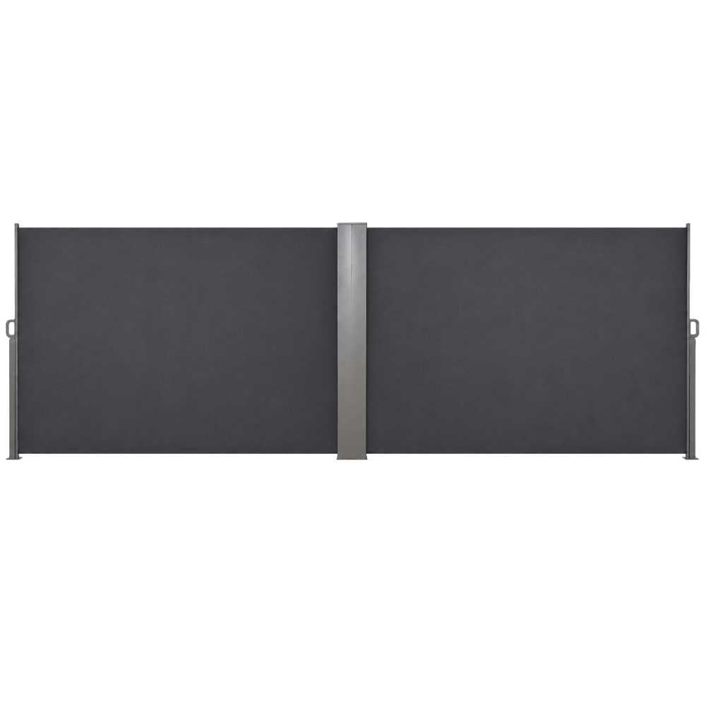 PARAVENT DOUBLE RÉTRACTABLE GRIS 6X1,6 M
