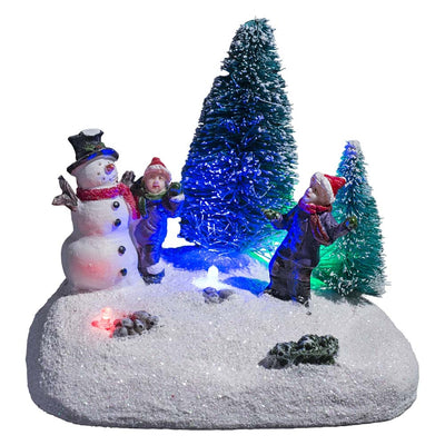 VILLAGE DE NOËL SCÈNE AVEC SAPINS À PILES