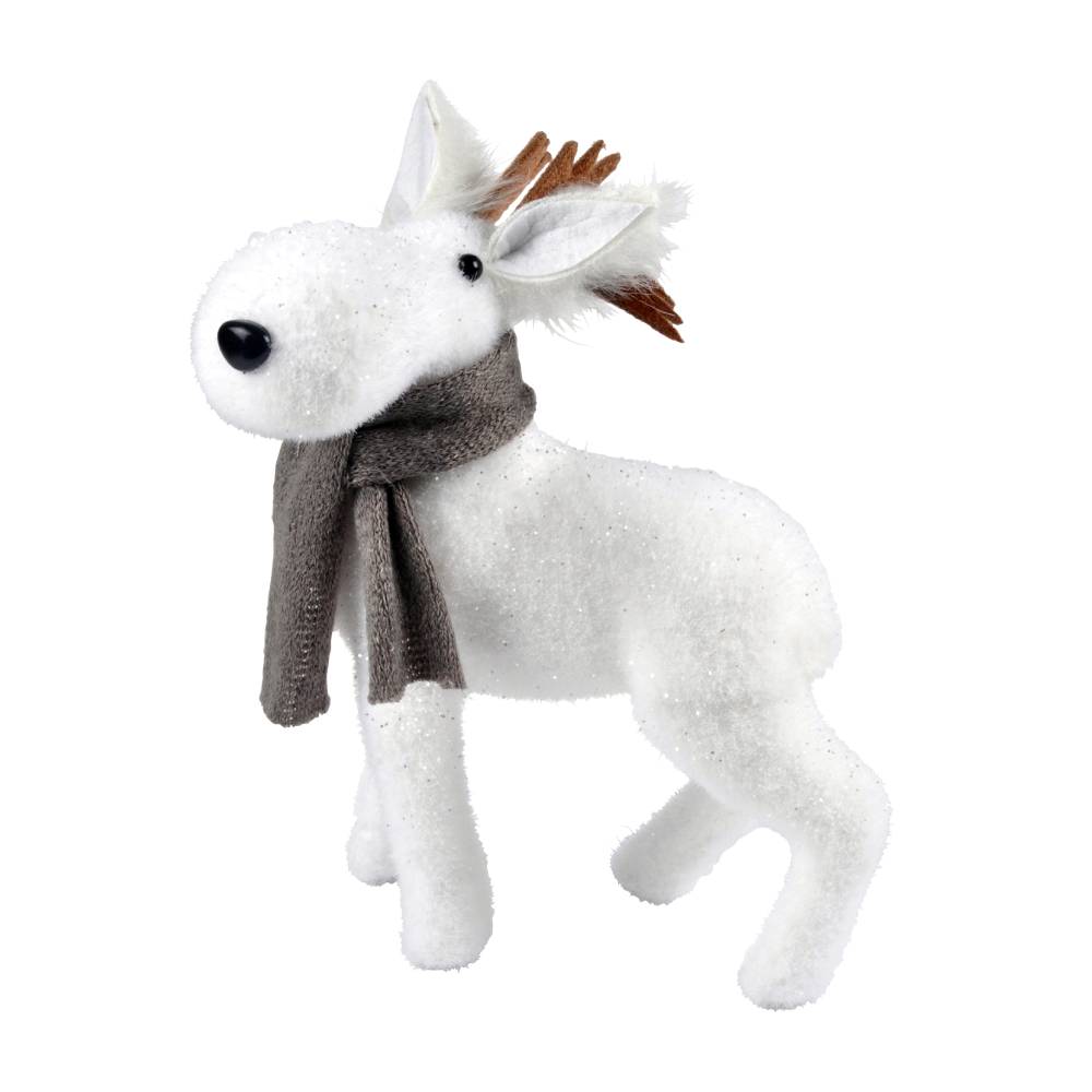 CARIBOU BLANC AVEC ÉCHARPE GRISE