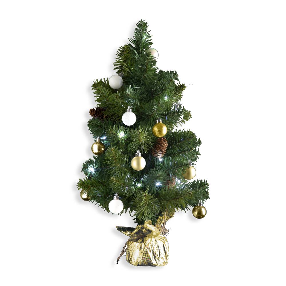 SAPIN DÉCORÉ AVEC GUIRLANDE CUIVRE 50 CM (3)