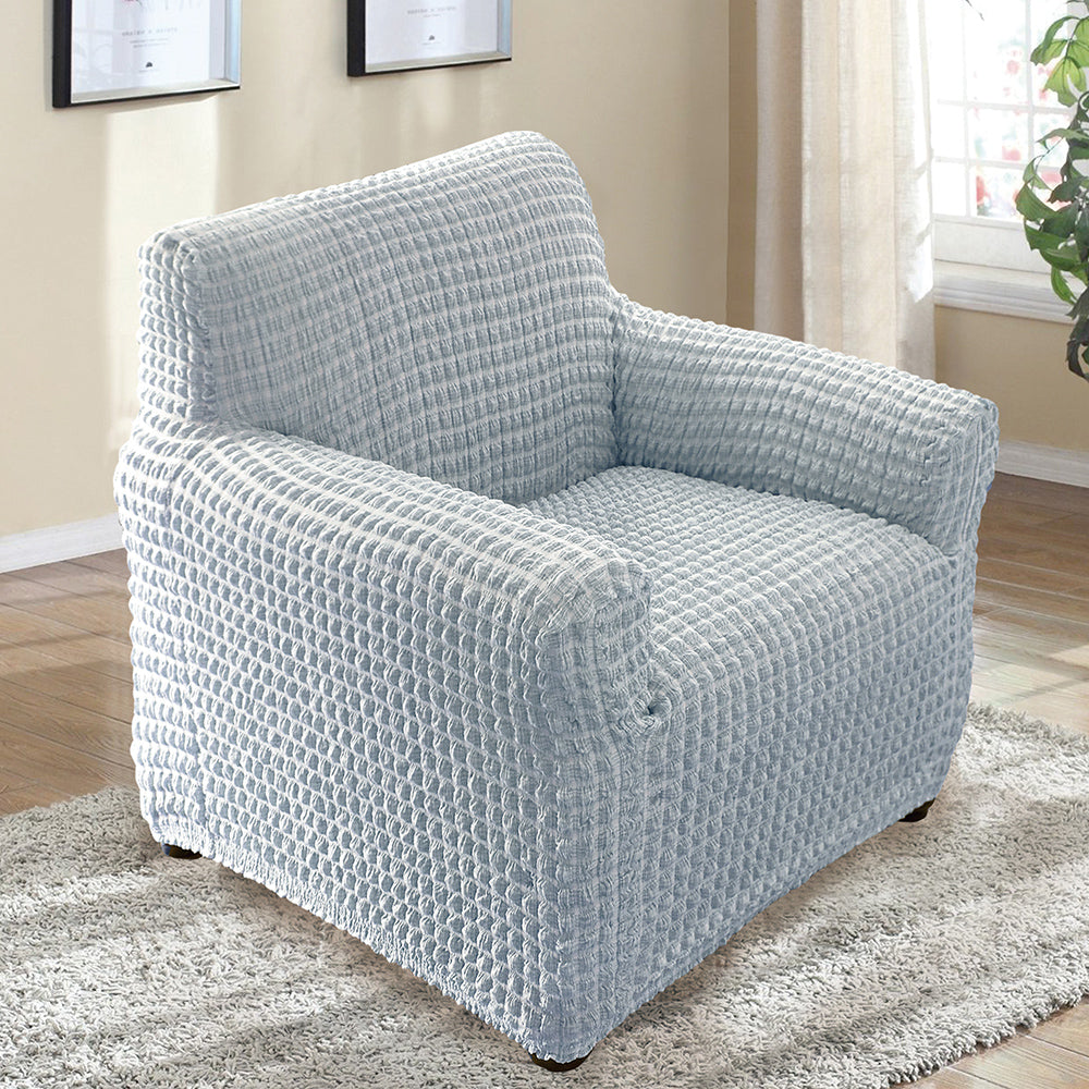 HOUSSE CHENILLE EXTENSIBLE GRIS (3) & HOUSSE DE FAUTEUIL CHENILLE EXTENSIBLE