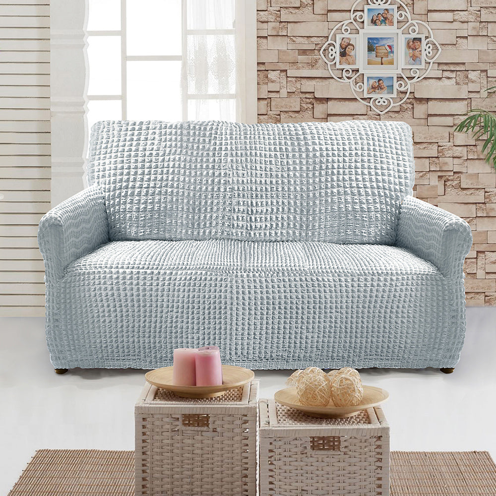 HOUSSE CHENILLE EXTENSIBLE GRIS (4) & HOUSSE CANAPÉ 2 PLACES CHENILLE EXTENSIBLE