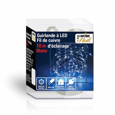 GUIRLANDE CUIVRE ÉLECTRIQUE & GUIRLANDE CUIVRE 10M 100 LED BLANC FROID
