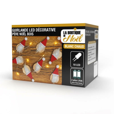 GUIRLANDE BOIS PÈRE NOËL 10 LED