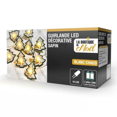 GUIRLANDE BOIS SAPIN 10 LED