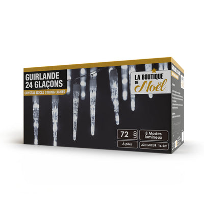 GUIRLANDE 24 GLAÇONS 72 LED & GUIRLANDE 24 GLAÇONS 72 LED BLANC