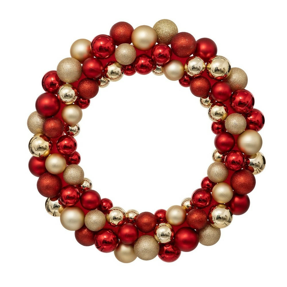 COURONNE BOULES ROUGES ET OR Ø 55 CM