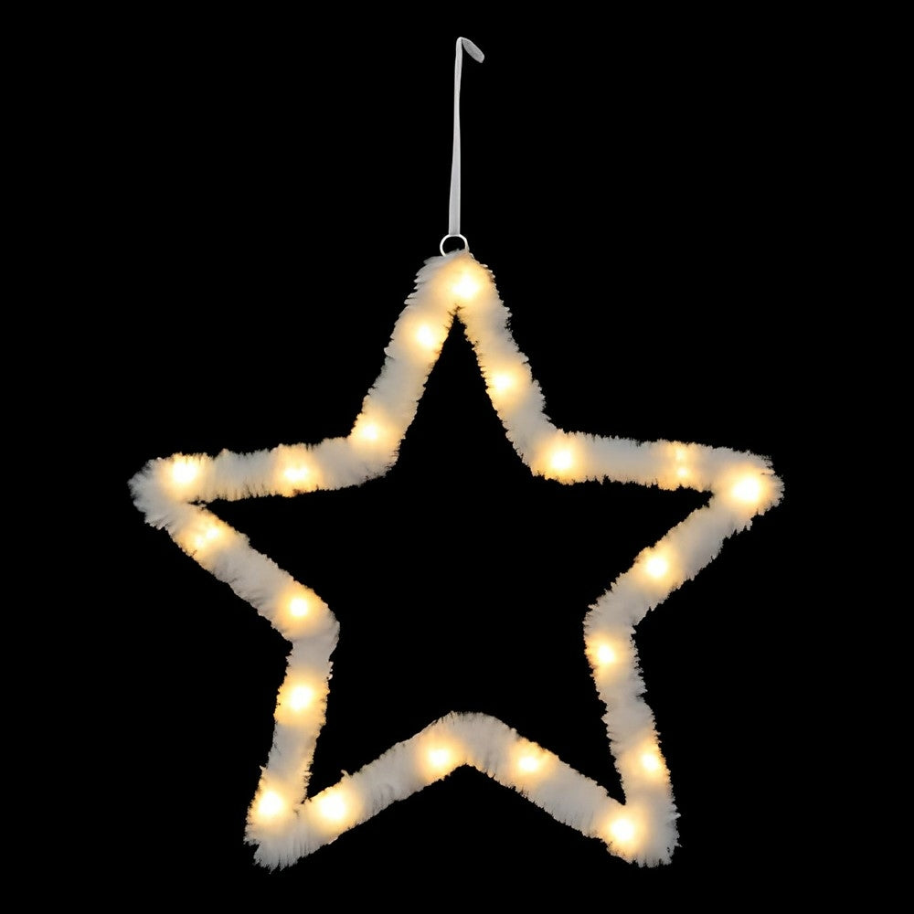 SUSPENSION ÉTOILE EN FOURRURE 20 LED (1)