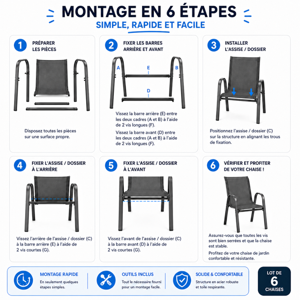 CHAISES TEXTILÈNE EMPILABLES X6 (9)
