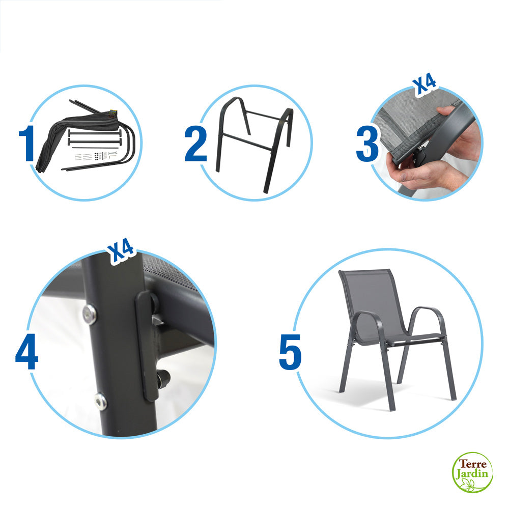 CHAISES TEXTILÈNE EMPILABLES X6 (9) & CHAISES TEXTILÈNE EMPILABLES ANTHRACITE X6 (7)