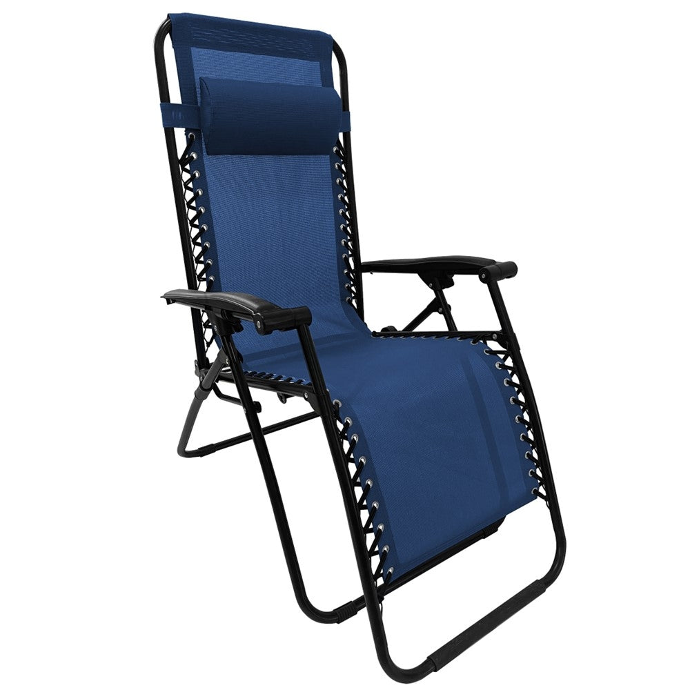 FAUTEUIL TRANSAT PLIANT BLEU AVEC ACCOUDOIRS