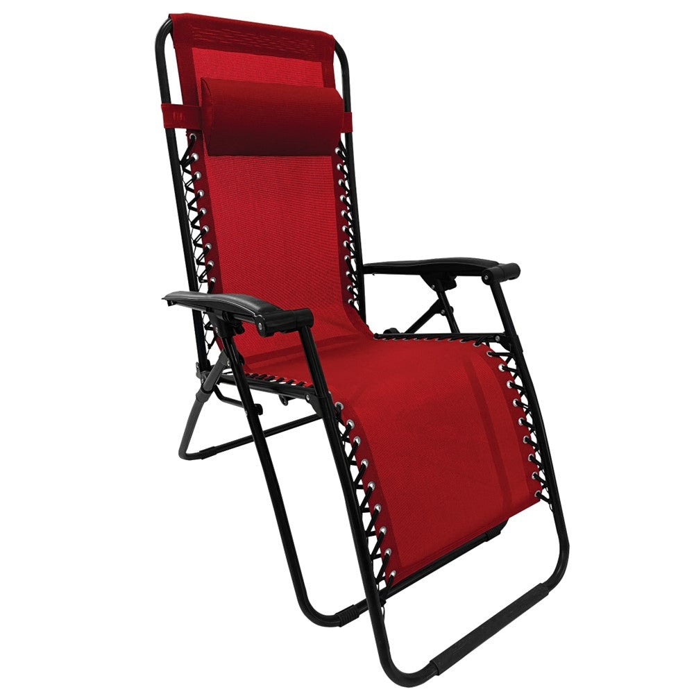 FAUTEUIL TRANSAT PLIANT ROUGE AVEC ACCOUDOIRS