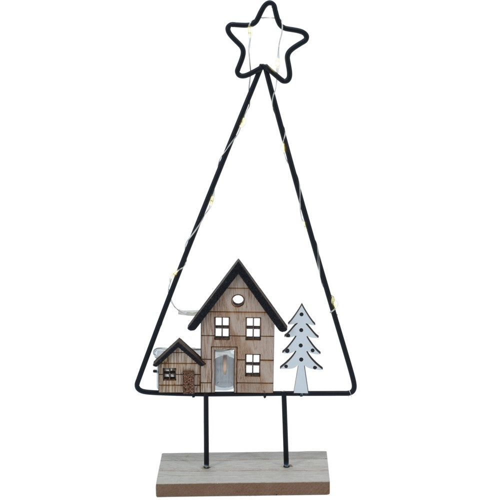 SAPIN EN MÉTAL LUMINEUX 8 LED 29 CM