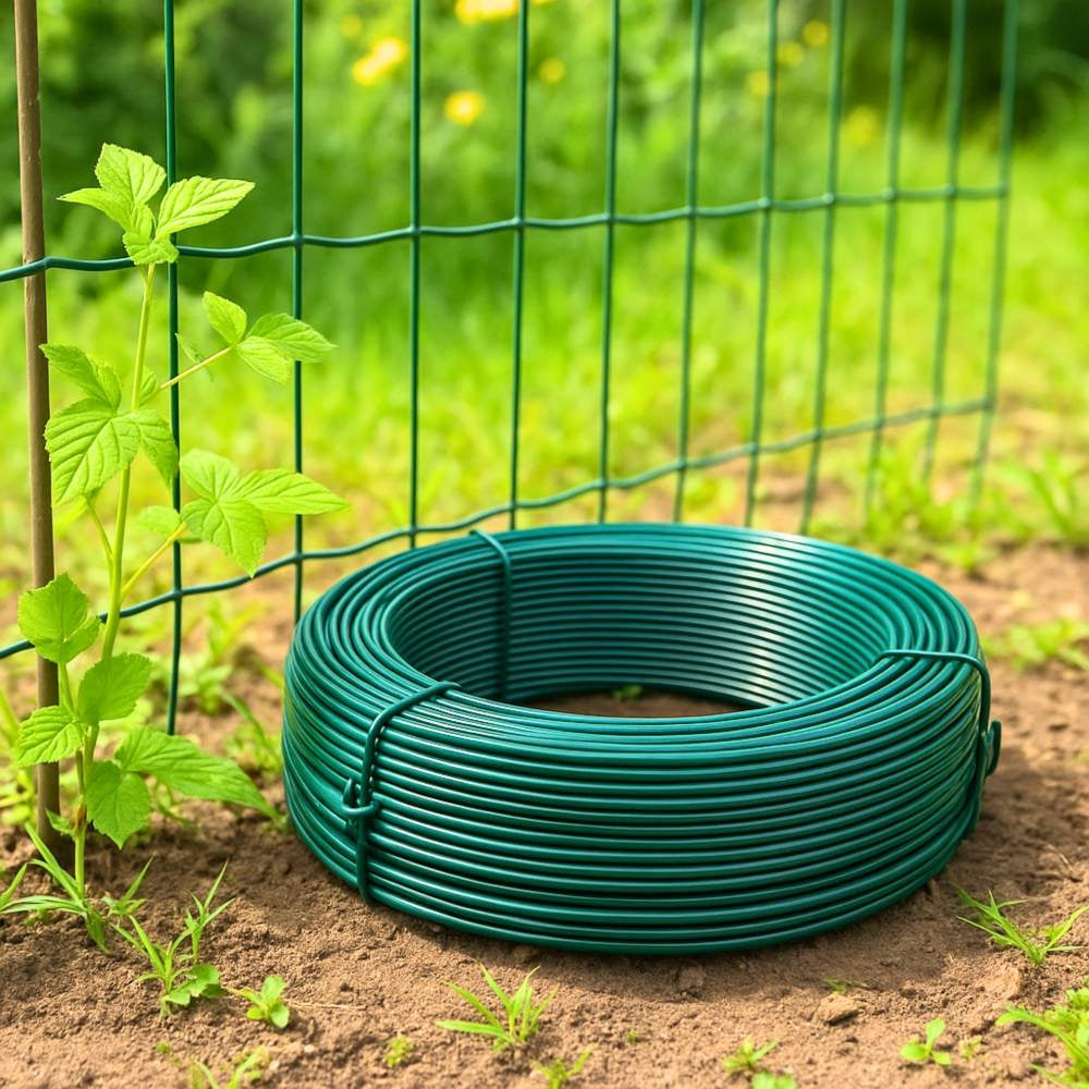 FIL DE TENSION EN ACIER PLASTIFIE VERT Ø2,7MMx100M (2)