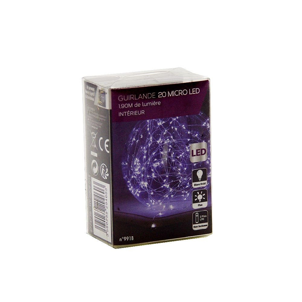 GUIRLANDE CUIVRE À PILES 20 LED MULTICOLORE & GUIRLANDE CUIVRE À PILES 20 LED BLANC FROID
