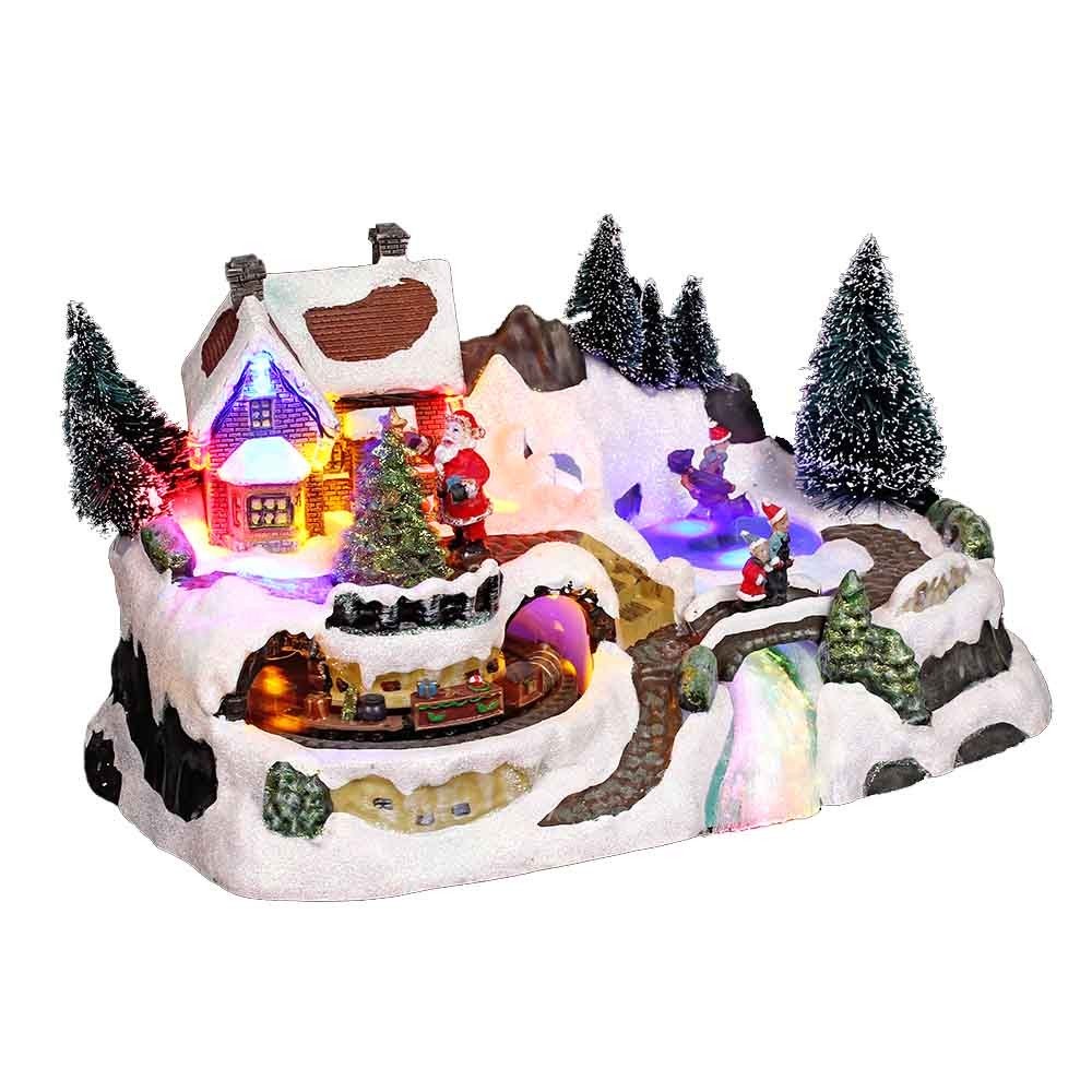 VILLAGE DE NOËL ÉGLISE TRAIN PATINOIRE
