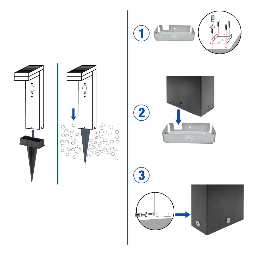 BORNE D'ÉCLAIRAGE SOLAIRE INOX NOIRE (5)